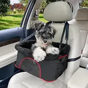ROODO Dog/Cat Booster Car Seat Premium Quality Metal Frame Construction - Clip-on Safety Leash - Telescopic Pocket - Perfect for Small and Medium Pets Up to 20 Lbs (Black Special)