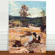 Classic Australian Fine Art ~ CANVAS PRINT 8x12" Walter Withers Gold Panning