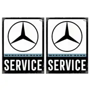 2PK Nostalgic Art Mercedes Benz Service Print Fridge Rectangle Magnet Decor 8cm