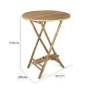 Allison Bamboo 90cm Round Bar Table with Umbrella Hole
