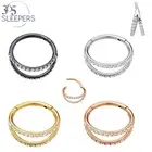 Pair & Singles G23 Titanium 16G Double-Hoop Gem Hinged Segment Ear Ring Earrings
