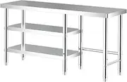 Snaweo Stainless Steel Catering Prep Table, Polished Stainless Steel Table, Commercial Kitchen Stainless Steel Work Table,Easy Self Assembly, Professional and Home Use(100x50x80cm)