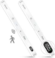 WILLED Under Cabinet Lights Rechargeable, Battery Display, 60 LED Touch Light Bar, Motion Sensor Light Indoor, Battery Operated Closet Light Wireless, Stick on Under Counter Lights for Kitchen(2 Pack)