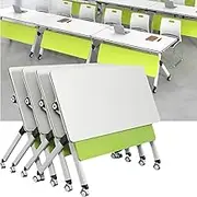4 Pack Conference Table,Modern Folding Office Table with Lockable Wheels, Lockable Mobile Foldable Meeting Table