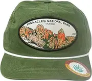 [Sendero Provisions Co.] Outdoor Snapback Hat with Pinnacles National Park Woven Patch Green, Green, One Size