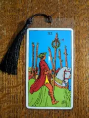6 OF WANDS Bookmark RWS Plaid back Tarot Deck Card New Xmas Gift Oracle FIRE