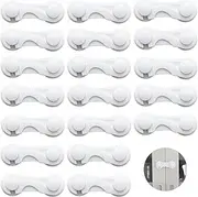 LYSAIMG 20 Packs Childproof Latches,Child Safety Latches,Child Safety Locks with Removable Adhesive Tape,Baby Safety Cabinet Locks for Wardrobe Cupboards Closet Pantry Door Oven and Freezers（White）