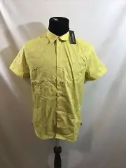 Kenneth Cole “Citron” leaf design short sleeve button up - mens M, NWT, chest 21