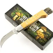 Rough Rider Mushroom Pocket Folding Blade Knife RR1400 Wood Handle Ruler Brush