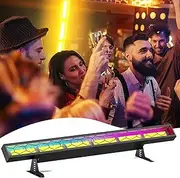 LED Wall Washer Lights, Stage LED Light Bar with 6 COB Amber and RGB Background LEDs Multi-Color Effects Strobe and Pixel Control, DMX,Voice Actived, Strobe Light for Indoor Disco Church