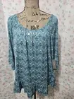 STYLE & CO, WOMEN'S NEW TEAL/BLUE RAYON BL 3/4 SLEEVED FLORAL BLOUSE, SIZE XXL