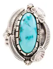 Navajo Native American Kingman Turquoise Ring Size 10 by Kevin Willie SKU232046