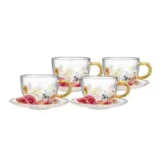 Ashdene 300ml Hot Tea Cup/Saucer/Mug Springtime Soiree Double Walled Glass Set