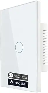 [SmartSetup] Matter Thread Smart Switch, One Gang, App & Voice Control, Thread, Works with Homekit, Alexa, Google Home, SmartThings, 100% Privacy, (White, Matter Over Thread)