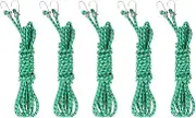 Bungee Cords with Hooks, Tie Down Straps Luggage Strap 5 Pcs Bungee Cord 20ft Green Thickened Rubber Elastic Rope with Heavy Duty Hooks for Securing Tarps Luggage