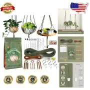 Complete DIY Macrame Plant Hanger Kit - Durable Forest Green and Burnt Orange