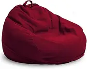 Portable Lazy Beanbag Chair Sofa Set Thick Waterproof Cotton Bean Bag Cover Without Filler Outdoor Pouf Chair Beanbag Puff Sofa Lounge Recliner Sac (Color : Red, Size : 3.3ft-D100cm-Cover)