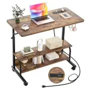 Height Adjustable Standing Desk with Power Outlets, 32" Manual Stand Up Desk
