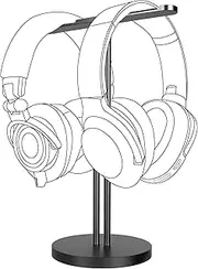 Geekria Aluminum Alloy Dual Headphones Stand for Over-Ear Headphones, Gaming Headset Holder, Desk Display Hanger with Solid Heavy Base Compatible with Beats, Bose, Sony, AKG, ATH (Black)