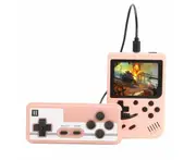 Handheld Pocket Retro Gaming Console with Built-in Games - Console and Controller - Pink