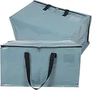 Amosfun 2PCS Heavy Duty Foldable Tote with Zipper Handles for Clothes Bedding and Dorm Supplies Dustproof for Protection and Easy Storage