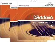 D'Addario Guitar Strings 3 Sets EJ42 Resophonic Phosphor Bronze