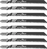 Create idea 20Pcs T111C 8TPI Jigsaw Blade 100mm HCS Jig Saw Blades Set T Shank for Wood Cut Compatible with Bosch Compatible with Dewalt Compatible with Makita Black