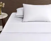 Accessorize Deluxe Hotel Piped Sheet Set - WHITE/BLACK