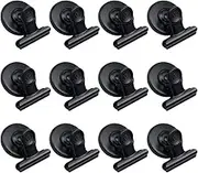 12 Pack Magnetic Clips, Strong Fridge Magnet with Clip, Fridge Magnets for Notes Photo Receipt Detailed List Display Paper Fasteners in Home, Office and Teaching (Black)