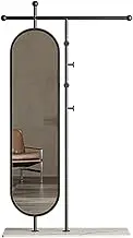 Full Length Mirror,Standing Mirror with Clothes Rack,Swivel Adjustable Full Length Mirror with Wheels,for Living Room Bedroom(Black,80X35X185cm)