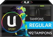 U by Kotex Sport Tampons Regular 192 Count (12 X 16 Pack) - Packaging May Vary
