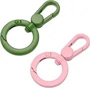 uxcell 2 Pcs Double Opening Snap Hooks Swivel Keychain Clasp Clips Metal Swivel Lobster Claw Clasp for Jewelry Making Crafts Backpack Bag Strap Phone Case, Light Pink/Matcha Green