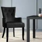 Velvet Fabric Accent Chair French Provincial Dining Tufted Upholstered Seat