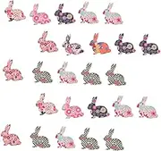 Generic Easter Style Buttons 100pcs Rabbit Wooden Buttons Mixed Colors for Crafting Decorative Fun