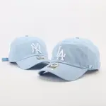 47BRAND帽子NY棒球帽女天藍色防晒軟頂大標帽LA鴨舌帽字母洋基隊