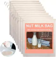 10 Pack Nut Milk Bag, 14" X 12" 100% Unbleached Fine Mesh