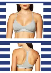 Calvin Klein Women's Motive Cotton Lightly Lined Bralette Bra Gray Heather Sz XL