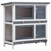Outdoor Rabbit Hutch 4 Doors Grey Wood vidaXL