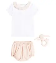 [Bonpoint] Bonpoint Baby cotton top, bloomers and rattle set M 6 pink