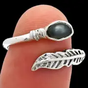 Adjustable Feather - Gray Moonstone 925 Sterling Silver Ring s.7 Jewelry R-1496