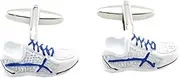 [SEIFE] Cufflinks 2 Pairs Of White Blue Striped Sneakers Cufflinks Men'S And Women'S Shirt Cuff Studs