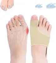 Bunion Relief Sleeves Bunion Pads Brace Cushions Toe Straightener with Silicone Gel Big Toe and Pinky Separator Spacer Hallux Valgus Relief Kit Pack (Large)
