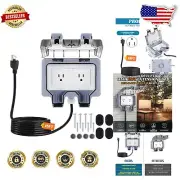 Weatherproof Outdoor Outlet Box with 15ft Extension Cord - Dual 15 AMP Sockets