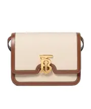 small two-tone canvas and leather TB bag One size Nude