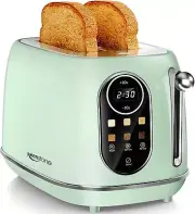 Keenstone Touchscreen Toaster, Retro Toaster 2 Slice with LCD Screen, Green