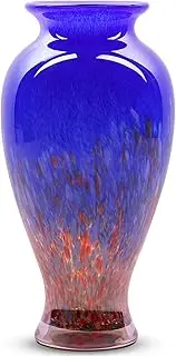 Hand Blown Glass Vase 11.8" Tall Blue Sea Glass Vase for Table Centerpieces, Murano Glass Flower Vases Colorful,Beautiful Blown Glass Bud Vase for - Home Entrance Wedding Center (blue)