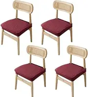 4 Pcs Dining Room Chair Seat Covers, Dining Room Chair Protector Slipcovers, Removable Washable Chair Seat Cushion Protectors for Home Kitchen Banquet Restaurant (Red)