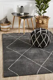 Abode Rug Culture Charcoal & Ivory Super Soft Moroccan Look Rug