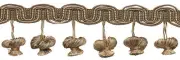 Beige Ivory Lt Green 2" Onion Tassel Fringe Trim Sandstone [By The Yard]