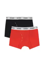 [Bonds] Bonds Boys Guyfront Trunk 2 Pack in Black/Red Size: 10/12 10/12 Black/Red